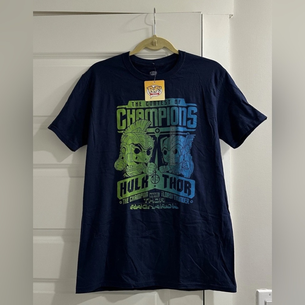 NWT Marvel Hulk Vs Thor Contest Of Champions Thor Ragnarok Funko Pop Tee Sz S